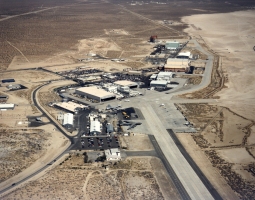This is an overview, looking north, of Dryden Flight Research Center (1992) Notice that the parking lot that Ed & I spent the night in is now completed, as is the Aircraft Integration Facility. (see Columbia - Jan 1990) Click to see big picture (1188x932 pixels; 985 KB)