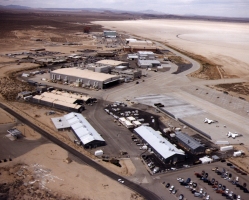 This is an overview, looking north-northeast, of Dryden Flight Research Center (1997) A good shot of the perspectives and scale of how close we got to Columbia in 1990. Click to see big picture (1094x878 pixels; 624 KB)